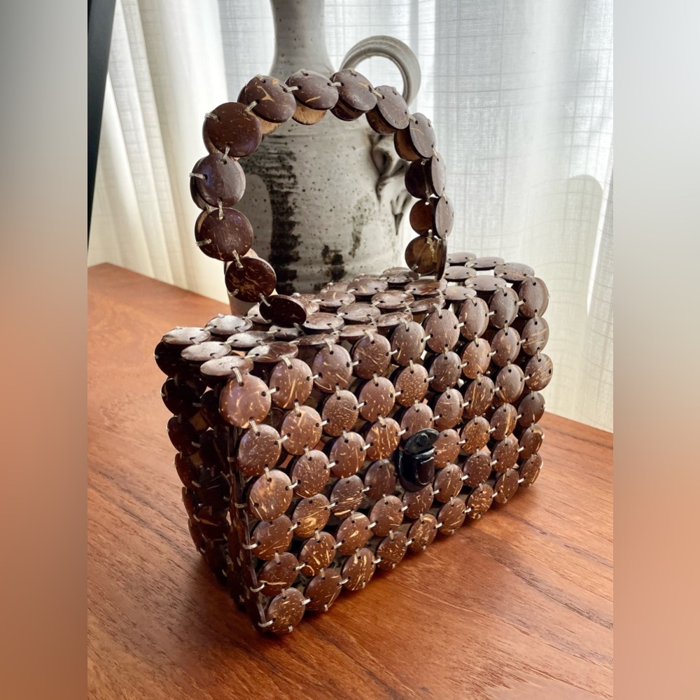Handcrafted Coconut Shell Top-Handle Bag